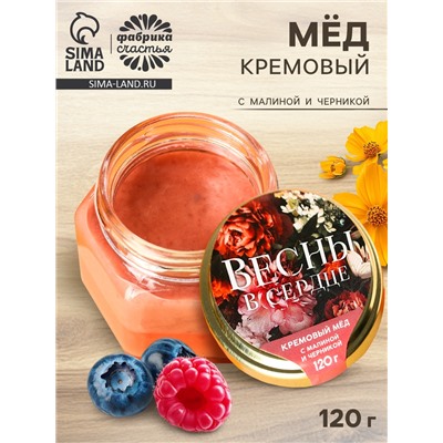 Мёд кремовый «Весны в сердце» с малиной и черникой, 120 г
