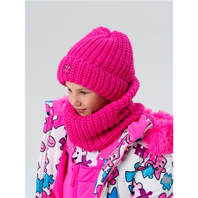 Комплект трикотажный для девочек: шапка, снуд