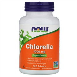 Now Foods, хлорелла, 1000 мг, 120 таблеток