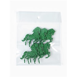 Декор новогодний «Лошадки» на клеевой основе, зеленый, набор 6 шт.