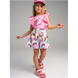 Комплект трикотажный для девочек: фуфайка (футболка), шорты