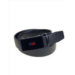 Ремень мужской с автоматической пряжкой из искусственной кожи, цвет черный