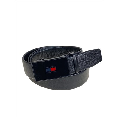 Ремень мужской с автоматической пряжкой из искусственной кожи, цвет черный