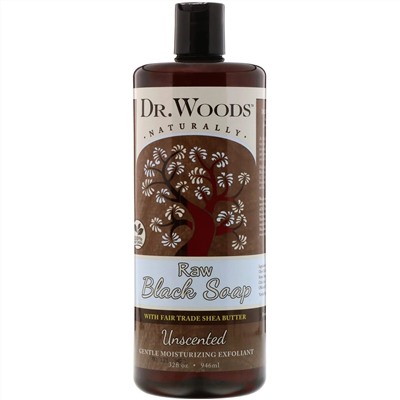 Dr. Woods, Raw Black Soap with Fair Trade Shea Butter, Unscented, 32 fl oz (946 ml)