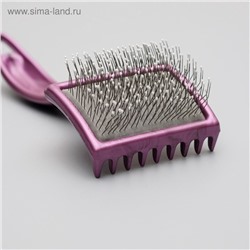 Щётка - пуходёрка мягкая с каплями, увеличенное кол-во зубцов, основание 68×48 мм, бордовая