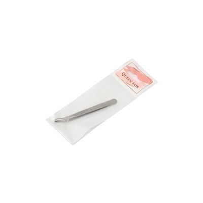 УЦЕНКА Пинцет №3 PREMIUM скошенный широкий 8,5*0,7см лого QF серебр блистер QF