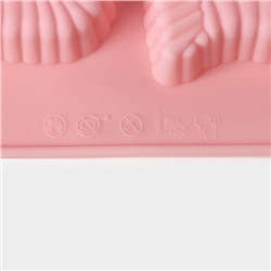 Форма для выпечки Доляна «Пирожное», силикон, 28×16×2 см, 8 ячеек (5×6.6 см), глубина 1.7 см, розовая