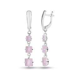 Серьги из серебра розовый кварц, МЦВ993
