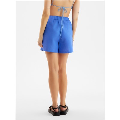 Шорты женские на резинке льняные MINAKU: Safari, синие, размер 44