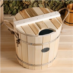 Запарник - ведро для бани и сауны, 12 л, липа, оцинкованная вставка, с крышкой, «Добропаровъ»
