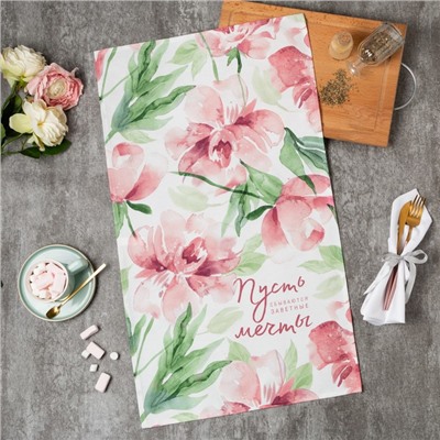 Полотенце Этель «Пион», 40×73 см, 100% хлопок, саржа 190 г/м²