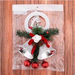 Украшение новогоднее «Зимнее волшебство. Колокольчики» 15×30 см, бело-красный