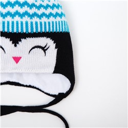 Шапка для девочки, цвет чёрный/голубой, размер 48-50