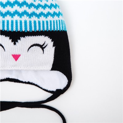 Шапка для девочки, цвет чёрный/голубой, размер 48-50