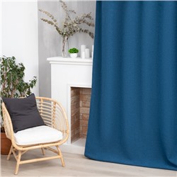 Штора портьерная Этель «Структурная», цвет синий, на шторной ленте, 250×265 см, 100% п/э