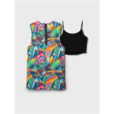 Комплект трикотажный для девочек: платье, топ