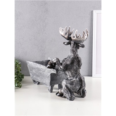 Фигура-подставка для мелочей полистоун «Лось с тележкой», 36×46×21х см