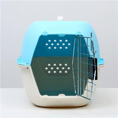 Переноска для животных, 47.5×33×31 см, пластик, голубая