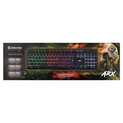 Клавиатура Defender Arx GK-196L мембранная игровая с подсветкой USB (black)