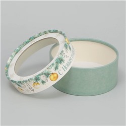 Коробка для макарун тубус с окном «С Новым годом», 12×12×5 см