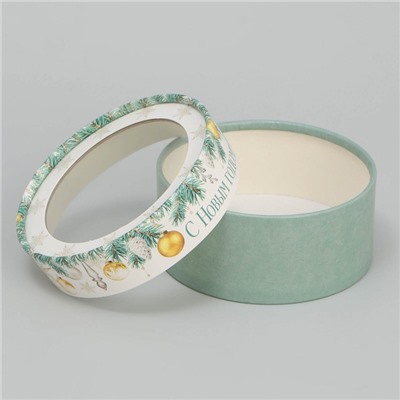 Коробка для макарун тубус с окном «С Новым годом», 12×12×5 см