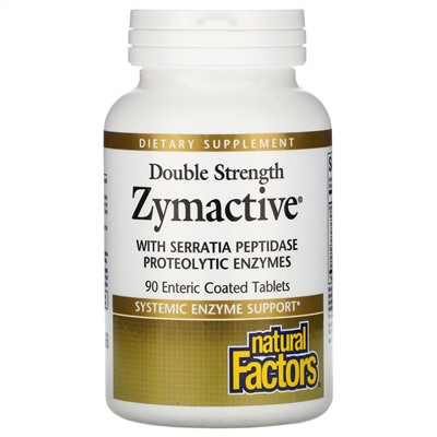 Natural Factors, Zymactive, двойная сила действия, 90 таблеток с кишечнорастворимой оболочкой