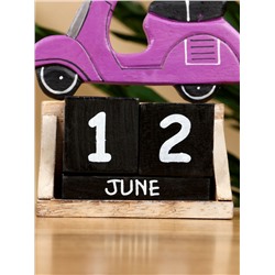 Календарь настольный «Мопед», 14×5.5×14.5 см, дерево, фиолетовый
