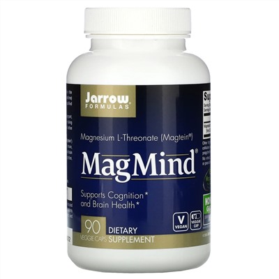 Jarrow Formulas, MagMind, магний, 90 вегетарианских капсул