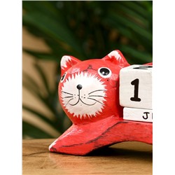 Календарь настольный «Кошка», 13×4×10 см, дерево, красный