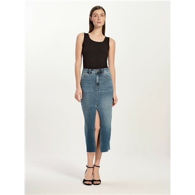 CONTE CON-764 Джинсовая юбка-midi из eco-friendly денима с разрезом