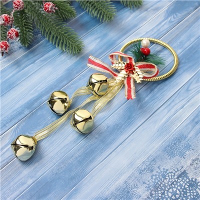 Украшение ёлочное «Зимнее волшебство. Настроение», новогоднее, 23×8 см, в виде венка, золотистое