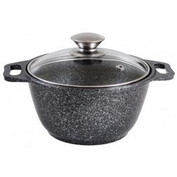 Кастрюля 2,0л., литой алюминий, АП, стекл.кр. (темный мрамор)