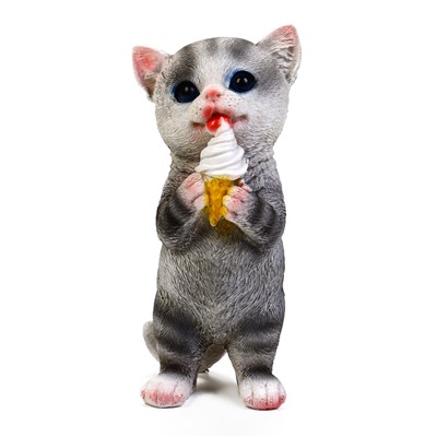 Садовая фигура из полистоуна «Котёнок с мороженым», 19×11×7 см