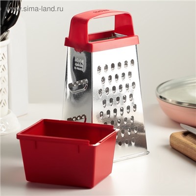 Тёрка с контейнером КВАРЦ «Универсал», 4 грани, 450 мл, 27×12 см, металл, МИКС