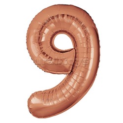 Шар (40''/102 см) Цифра, 9 Slim, Бронза, Металлик, 1 шт. в уп.