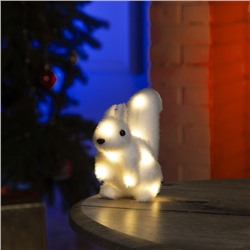 Светодиодная фигура «Белочка» 7×14×5 см, флок, батарейки CR2032×2 (не в комплекте), свечение тёплое белое