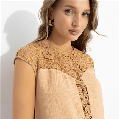 Топ комбинированный с кружевом, Громко и смело