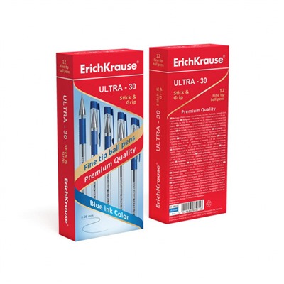 Ручка шариковая ULTRA-30 Stick&Grip Classic, Super Glide Technology синяя 0.7мм 19613 ErichKrause