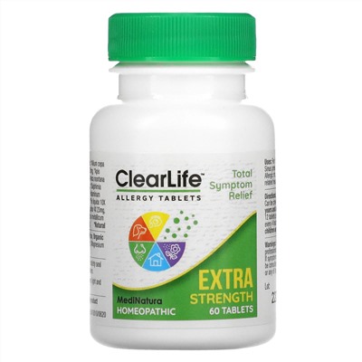 MediNatura, Clear Life Allergy Tablets, Extra Strength, 60 Tablets