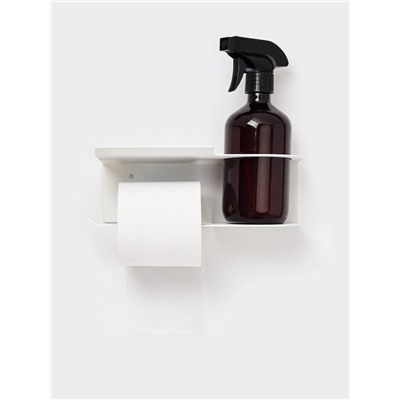 Держатель для туалетной бумаги с полочкой с отверстием для освежителя, белый