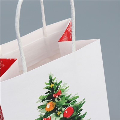 Пакет подарочный новогодний крафтовый «Уют в доме», 12×21×9 см