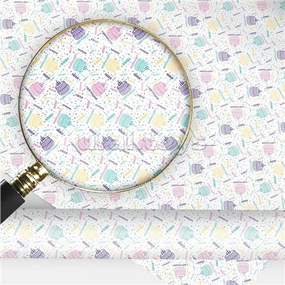 Упаковочная бумага "С Днем рождения! Паттерн тортики"