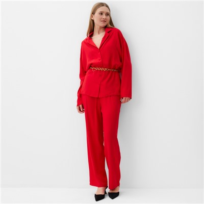 Костюм женский (рубашка, брюки) MINAKU: Casual Collection, размер 40, красный