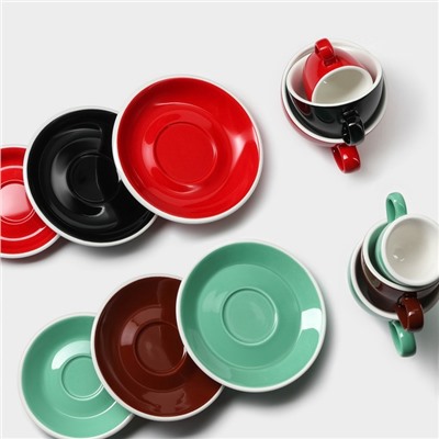 Кофейная пара Magistro Coffee time, чашка 80 мл, блюдце d=12.5 см, фарфор, коричневая