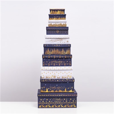 Набор подарочных новогодних коробок 10 в 1 «Счастливого Нового года», 30.5×19×12.5 — 12×7×4 см