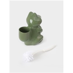 Ёршик для унитаза с подставкой «Царевна-лягушка», фарфор, зелёный