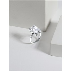 Кольцо из серебра с фианитом родированное - Прямоугольник 1-037р200