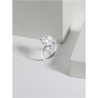 Кольцо из серебра с фианитом родированное - Прямоугольник 1-037р200