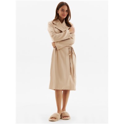 Халат домашний женский с запахом MINAKU: Home collection, бежевый, размер 48