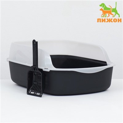 Туалет с бортом, 50×35×18 см, черный